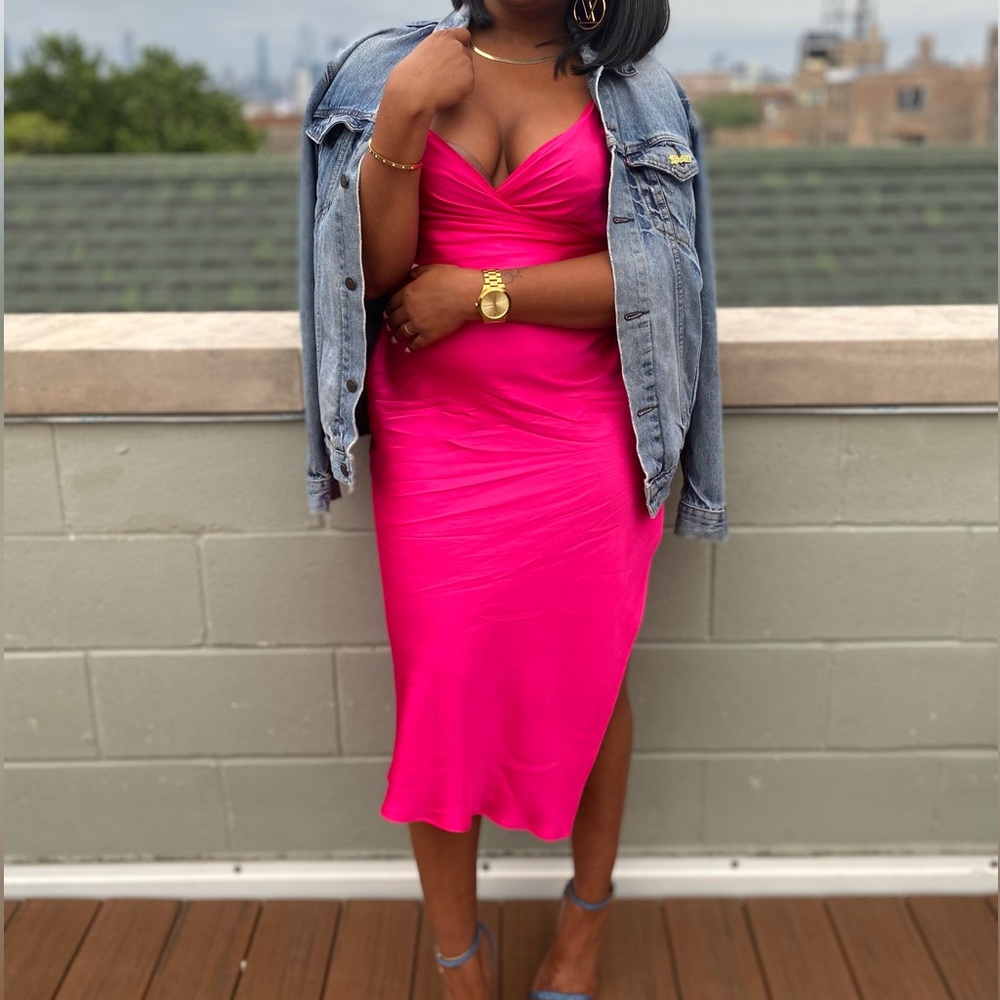 Pink Slip Dress with high slit